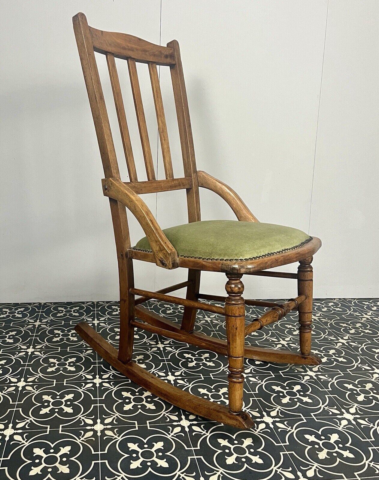 Victorian Oak Rocking Chair, Antique Wooden Furniture, Period Home, Interior