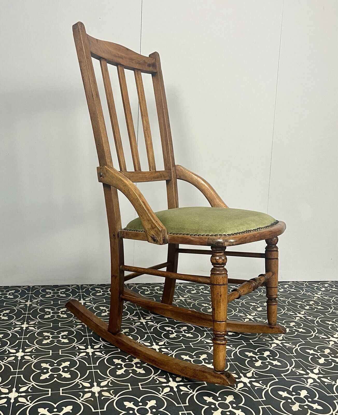 Victorian Oak Rocking Chair, Antique Wooden Furniture, Period Home, Interior