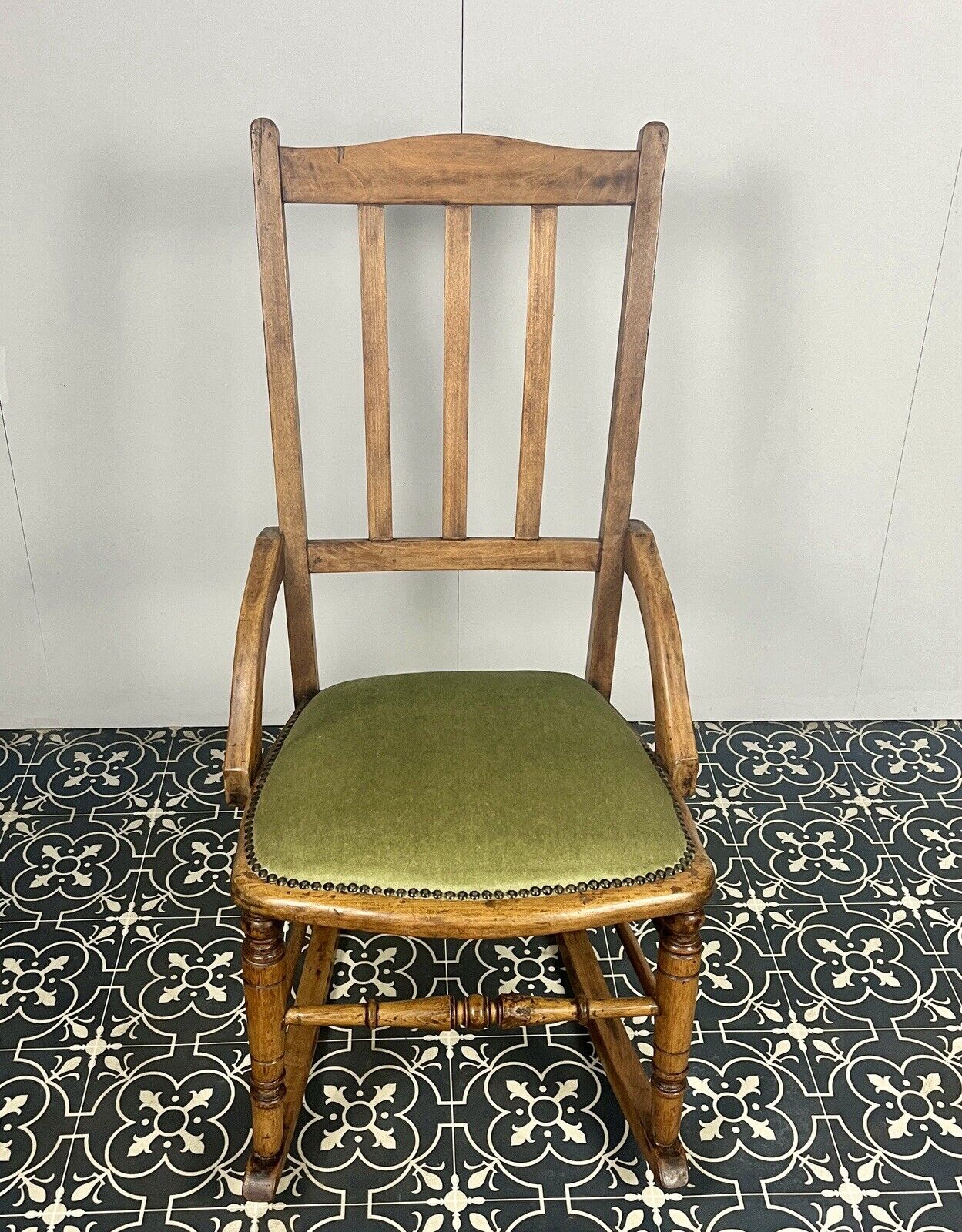 Victorian Oak Rocking Chair, Antique Wooden Furniture, Period Home, Interior