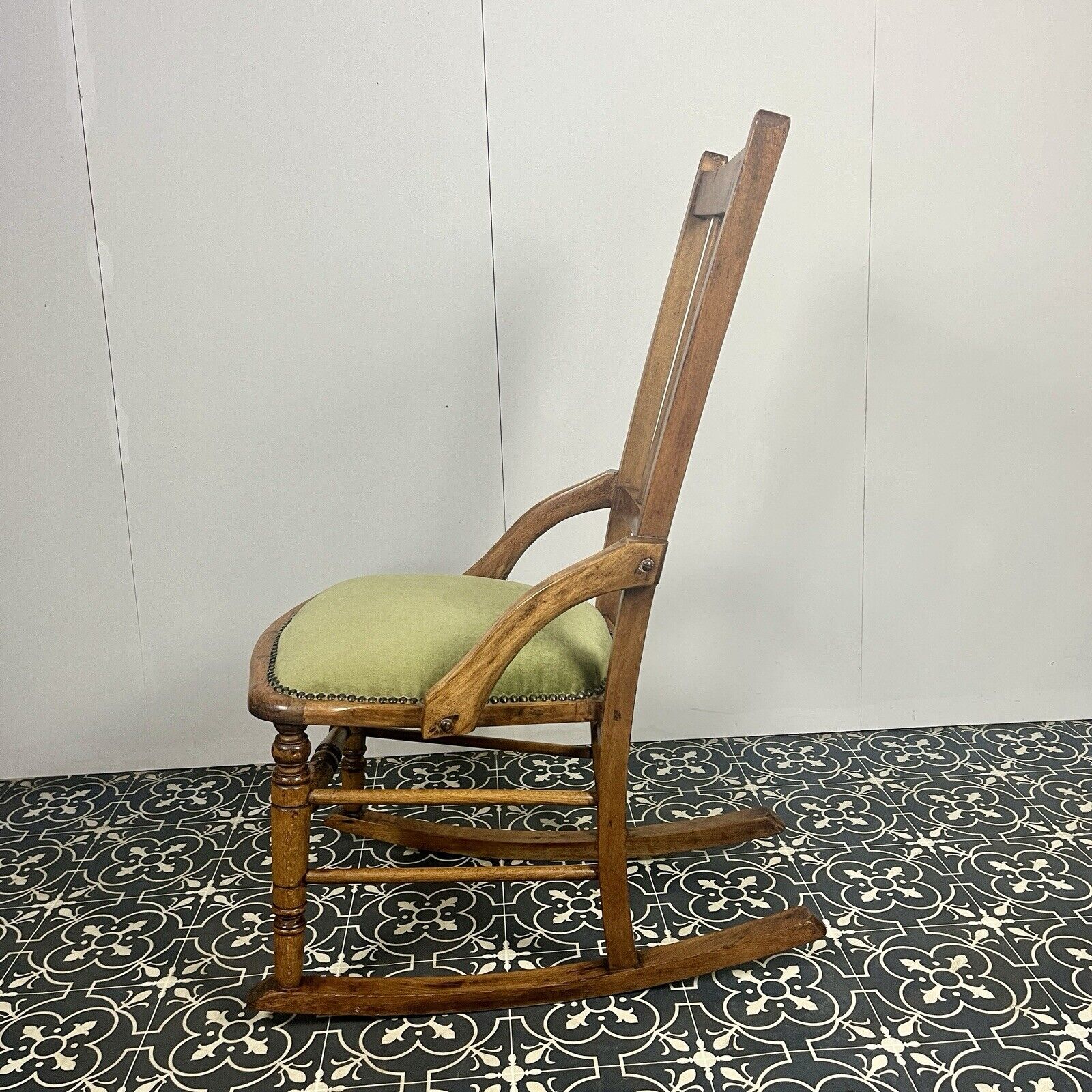 Victorian Oak Rocking Chair, Antique Wooden Furniture, Period Home, Interior
