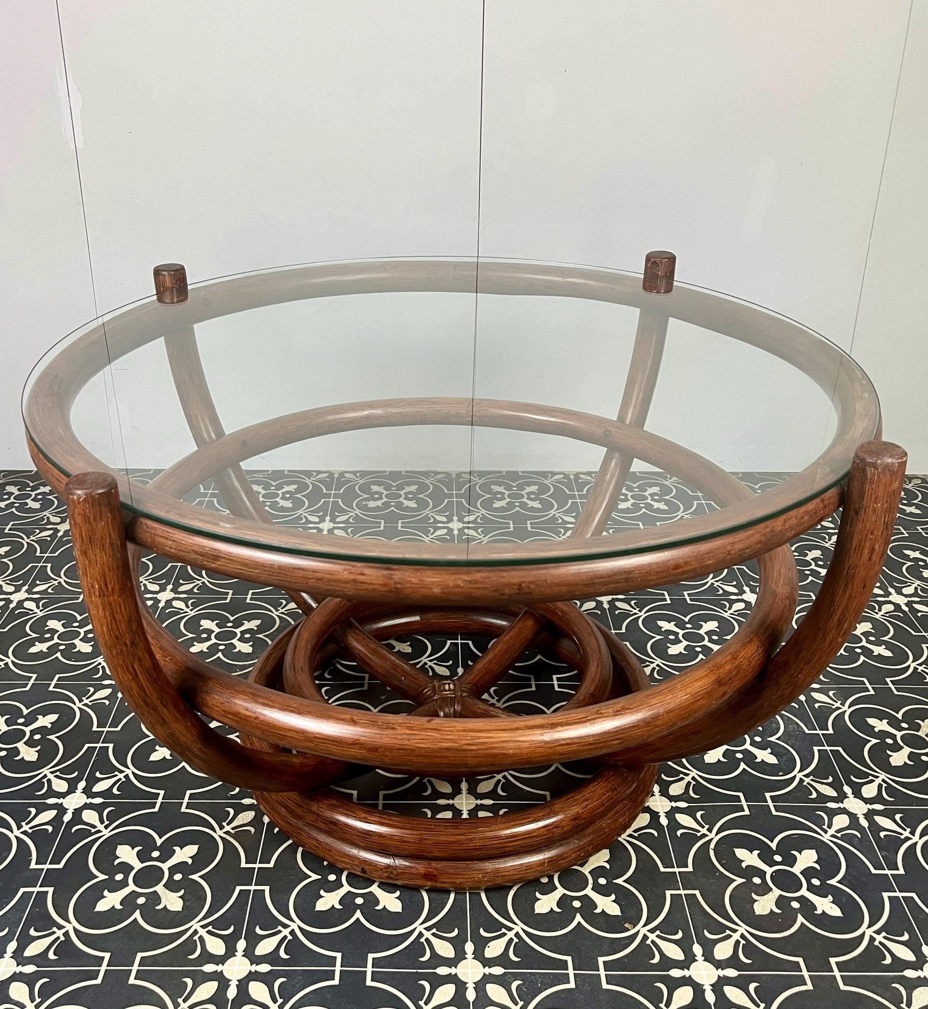 Vintage Bohemian Bamboo Coffee Table
