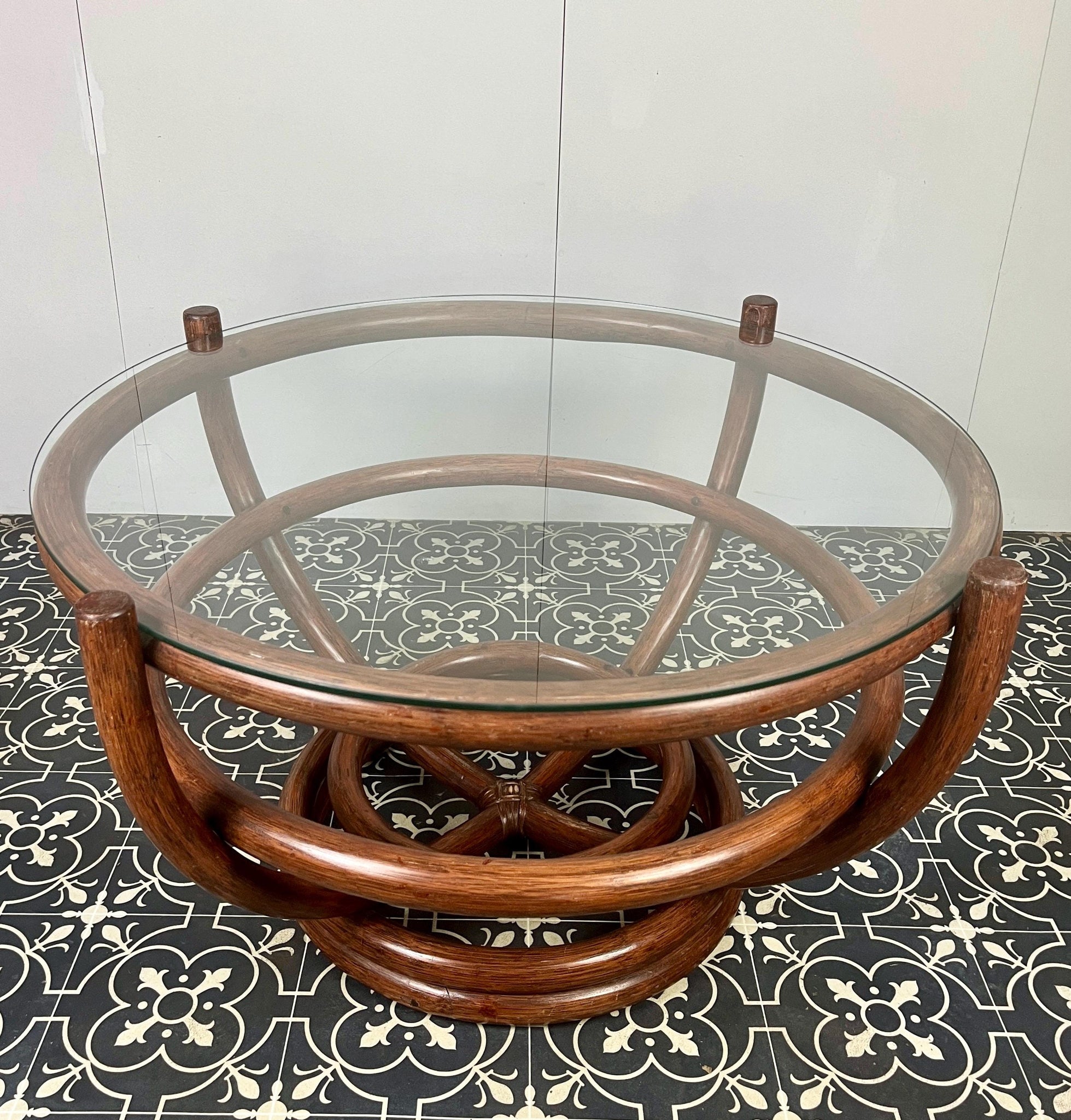 Vintage Bohemian Bamboo Coffee Table