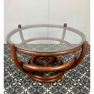 Vintage Bohemian Bamboo Coffee Table