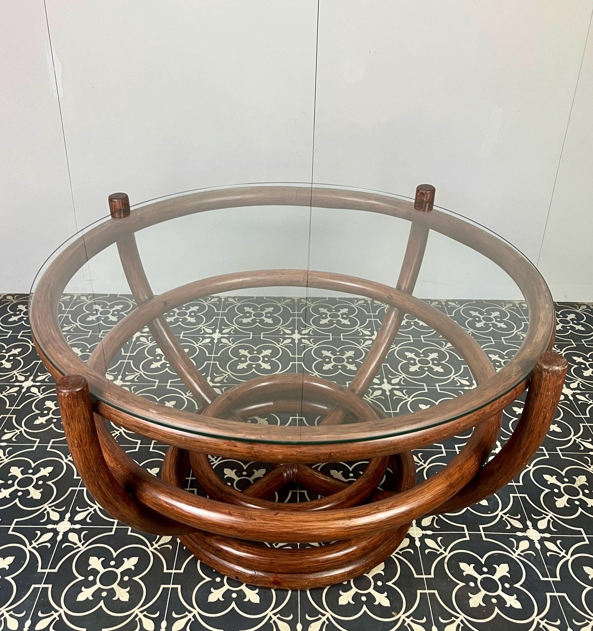 Vintage Bohemian Bamboo Coffee Table