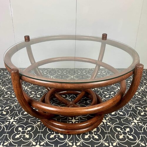 Vintage Bohemian Bamboo Coffee Table