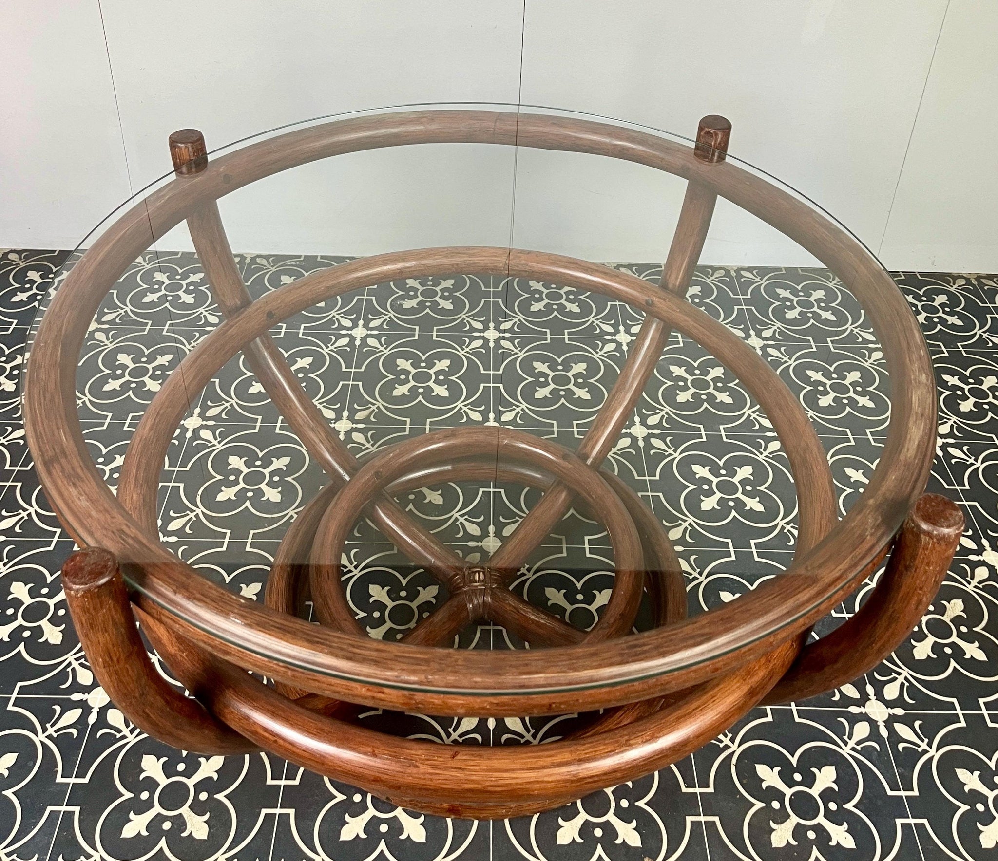 Vintage Bohemian Bamboo Coffee Table