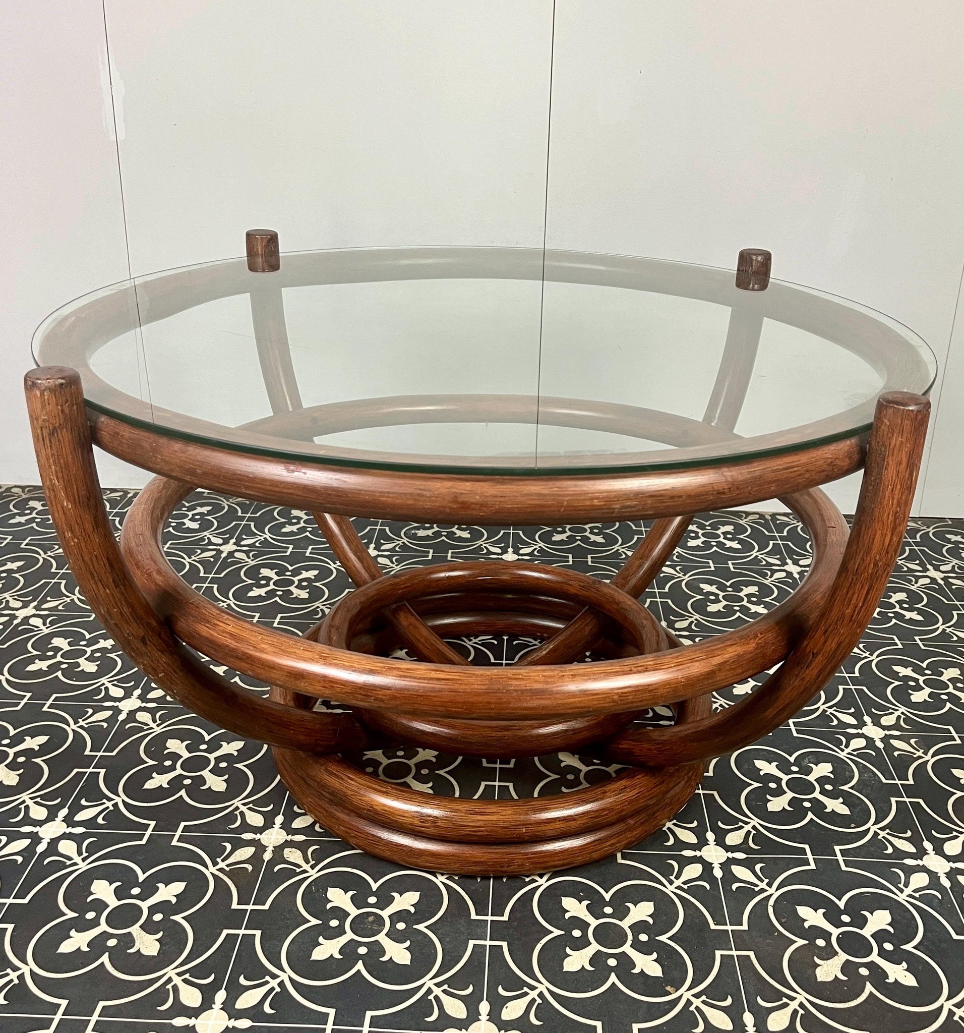 Vintage Bohemian Bamboo Coffee Table