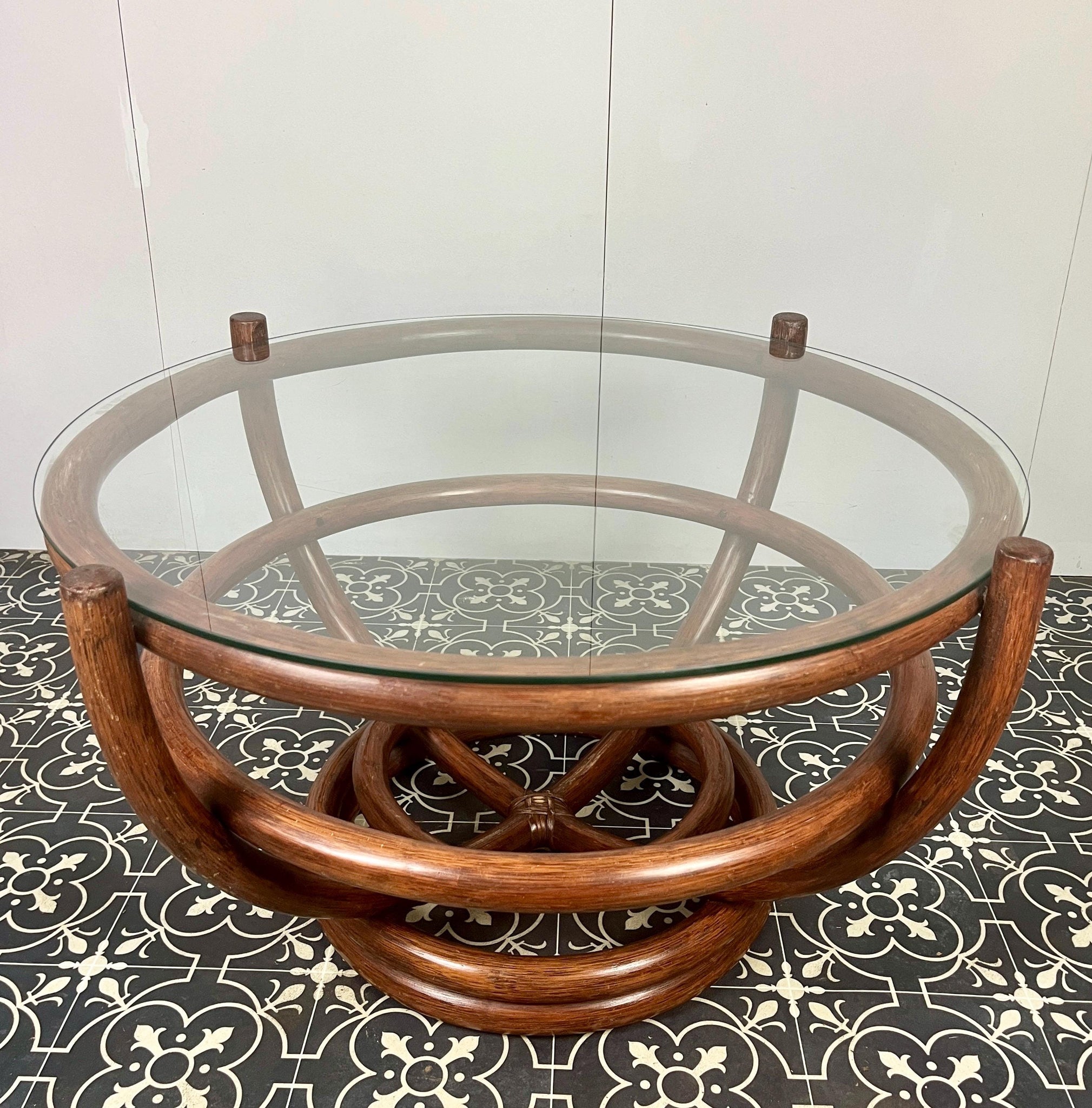 Vintage Bohemian Bamboo Coffee Table