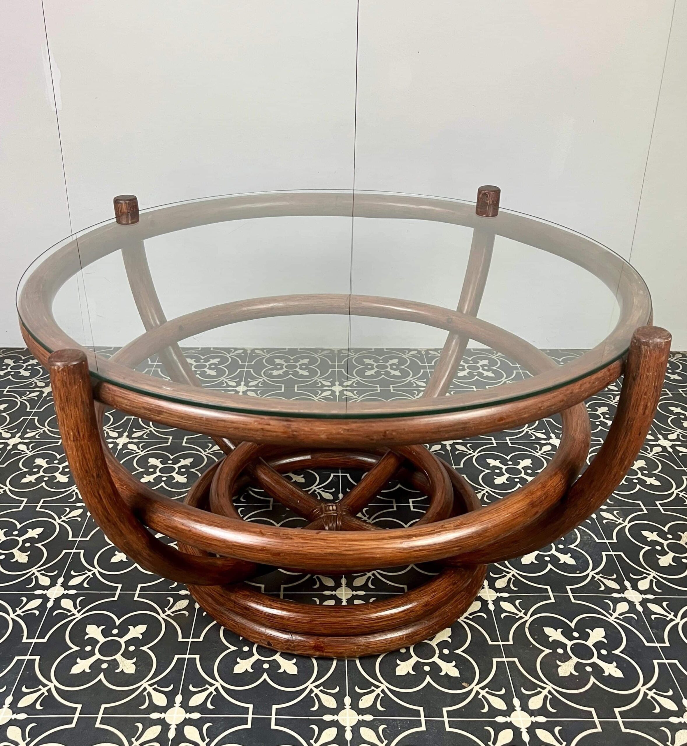 Vintage Bohemian Bamboo Coffee Table