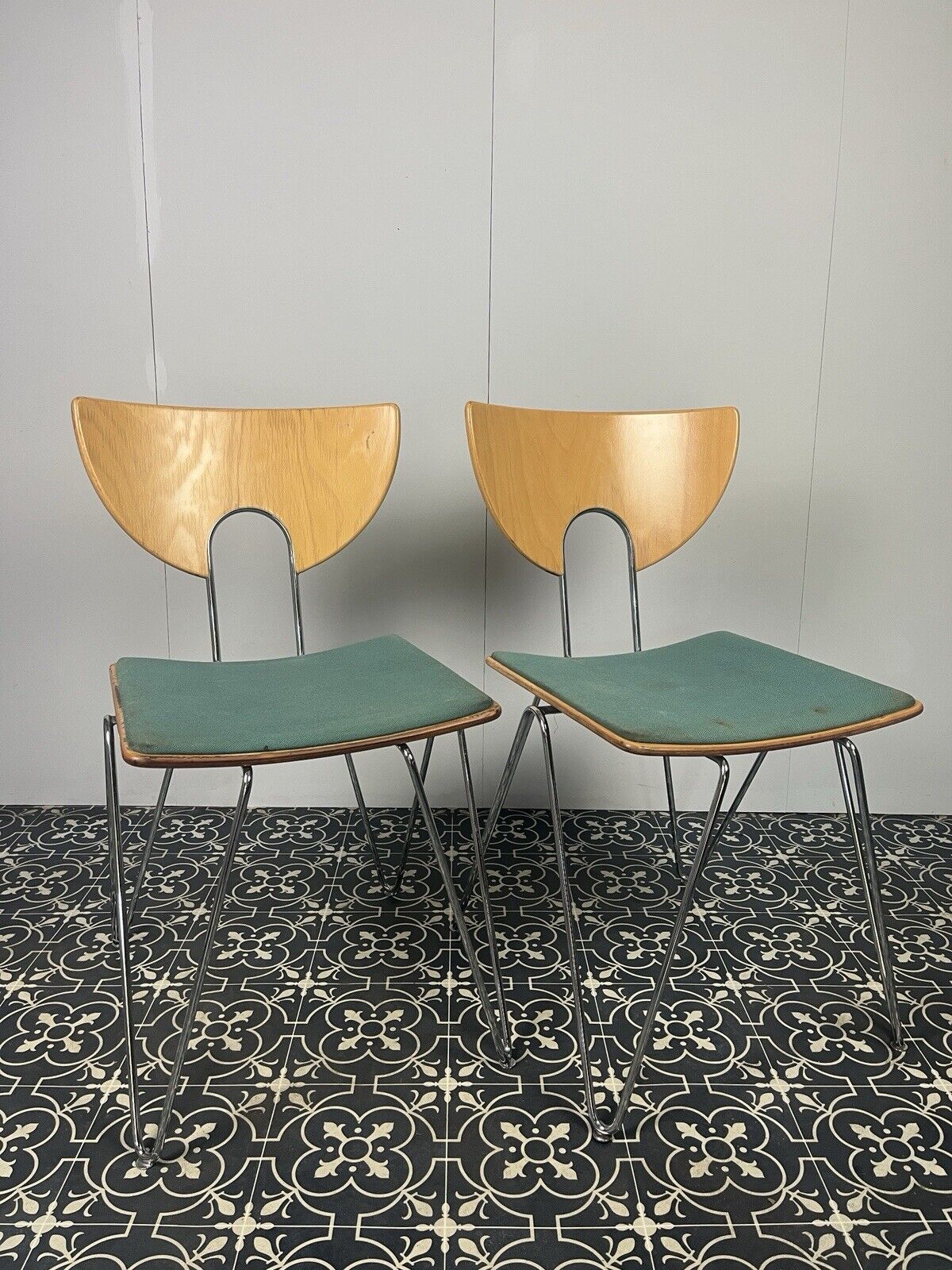 Vintage German Designer Mikado Dining Chairs By Walter Leeman For Kusch + Co