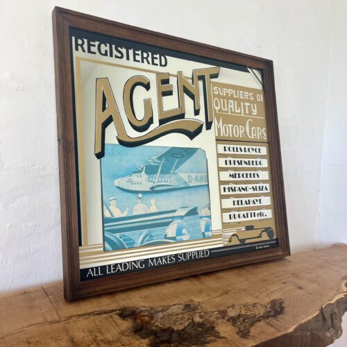 Vintage Registered Agent Art Deco Advertising Mrror