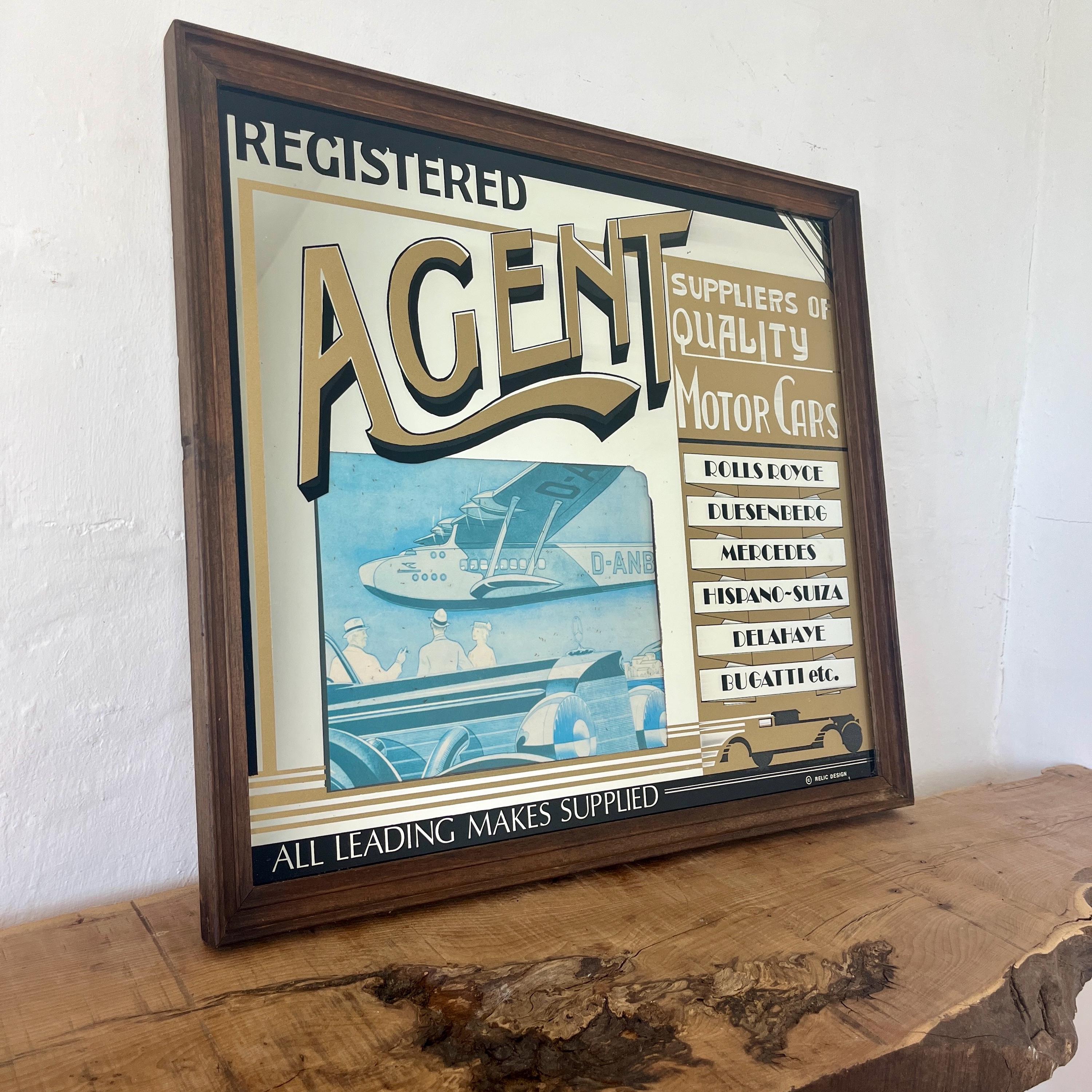Vintage Registered Agent Art Deco Advertising Mrror