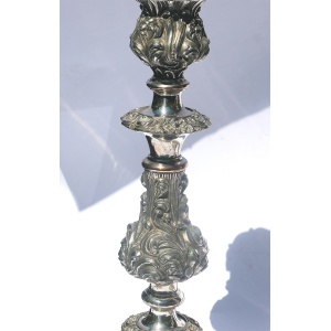 A very substantial pair of antique Georgian Old Sheffield silver plate Candlesticks 33cm C.1800