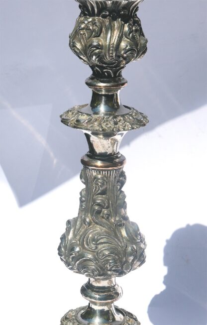 A very substantial pair of antique Georgian Old Sheffield silver plate Candlesticks 33cm C.1800 - Image 5