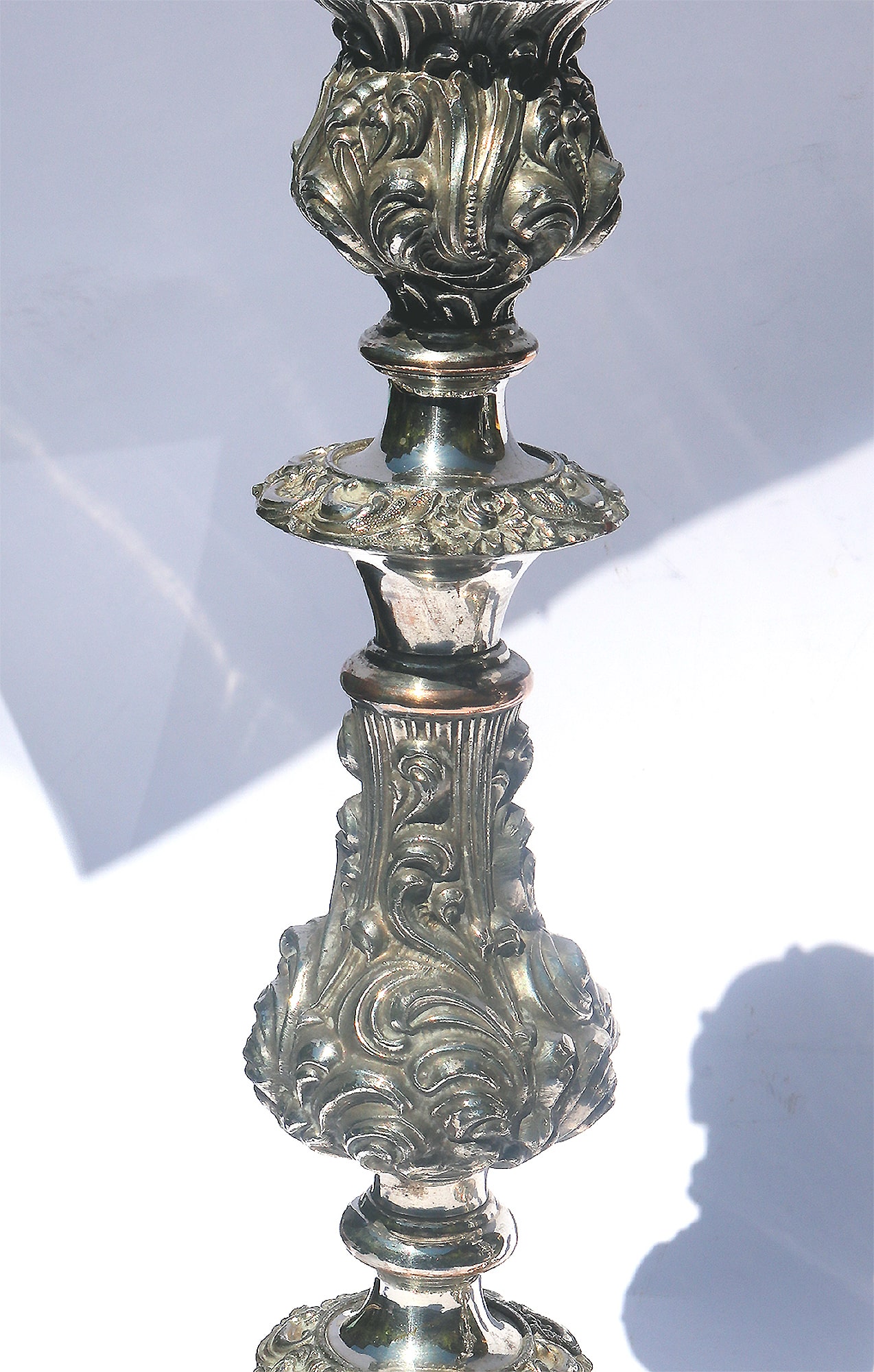 A very substantial pair of antique Georgian Old Sheffield silver plate Candlesticks 33cm C.1800