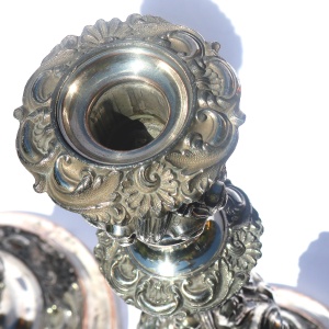 A very substantial pair of antique Georgian Old Sheffield silver plate Candlesticks 33cm C.1800