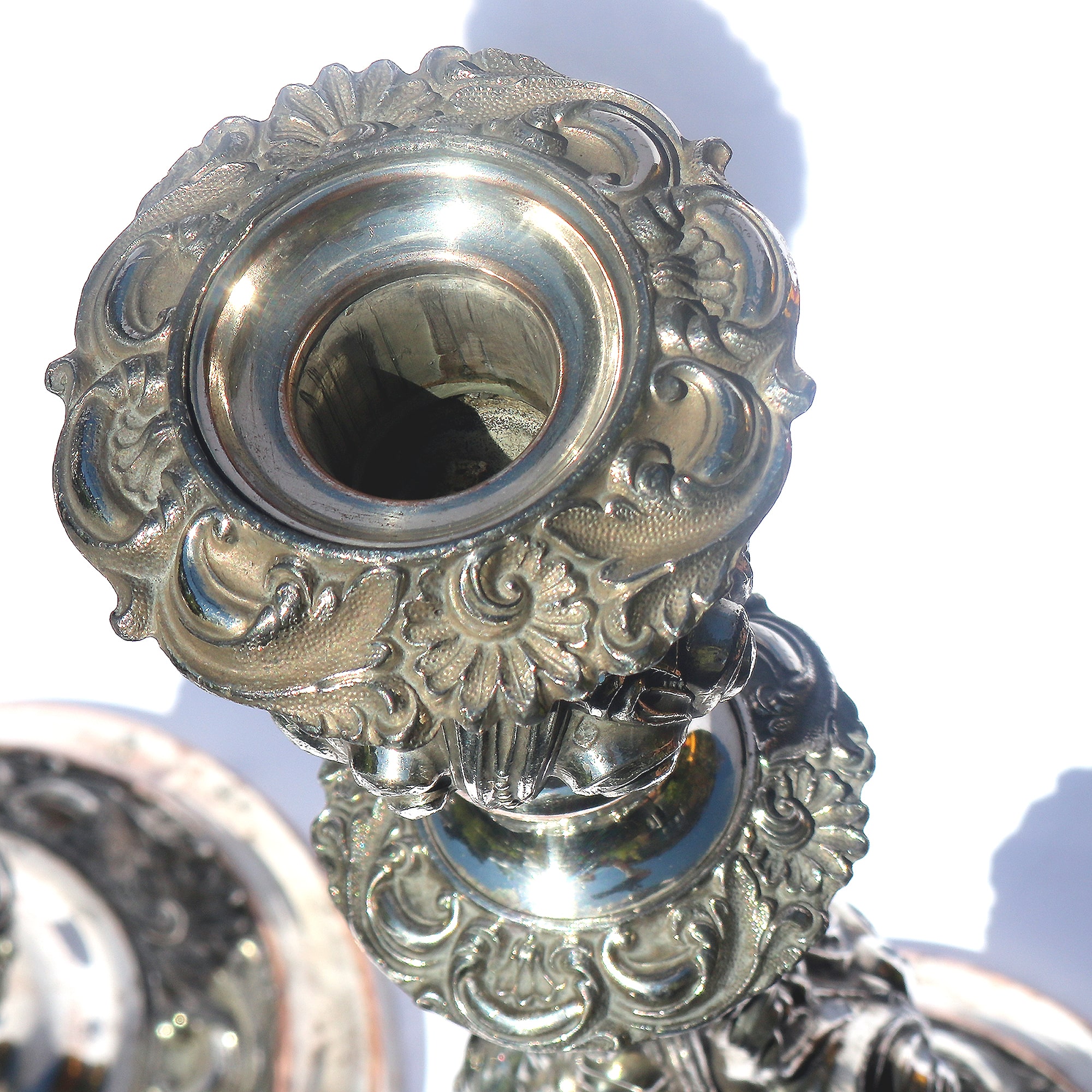 A very substantial pair of antique Georgian Old Sheffield silver plate Candlesticks 33cm C.1800