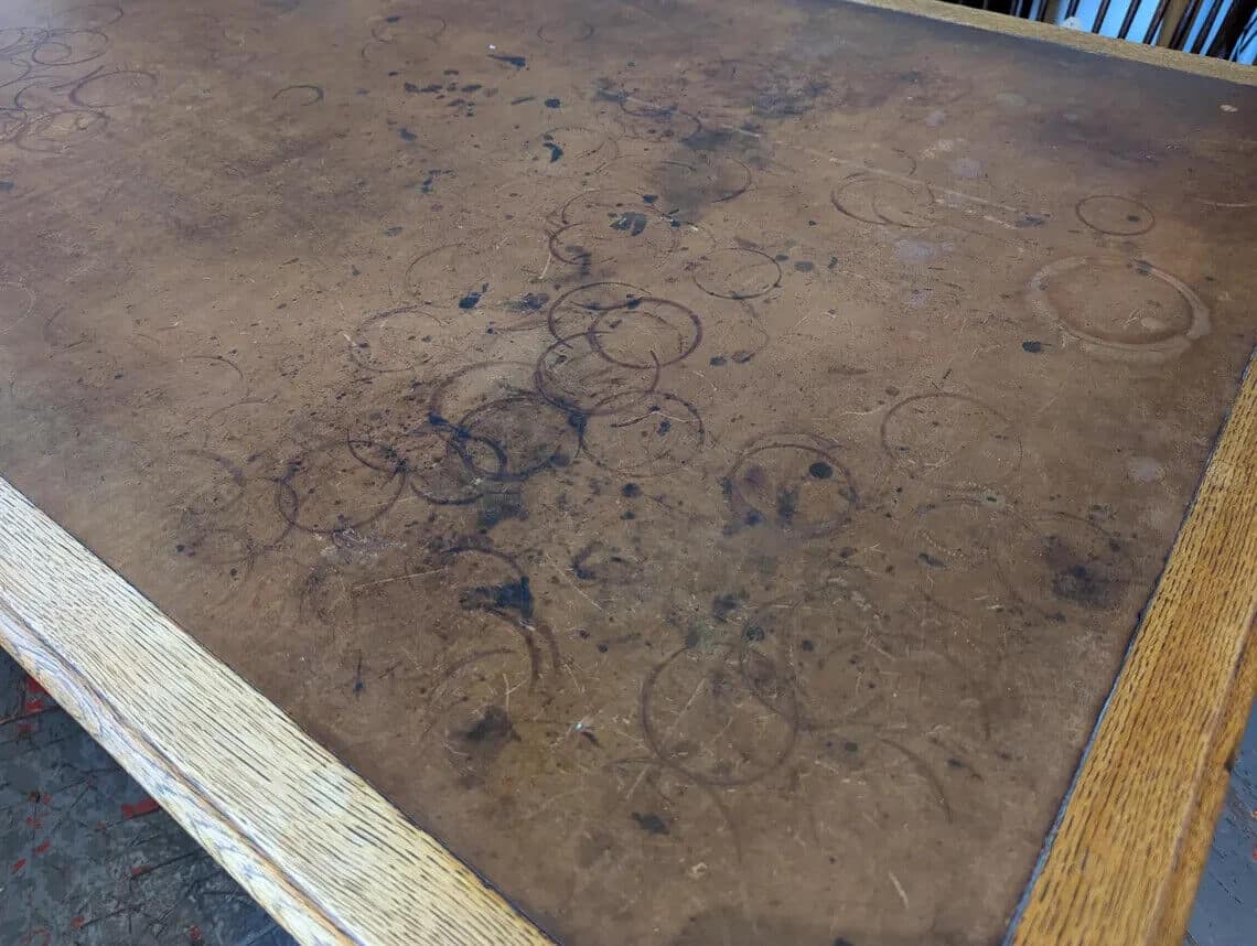 1940s Leather Topped Oak Partners Office Desk. Vintage/Antique