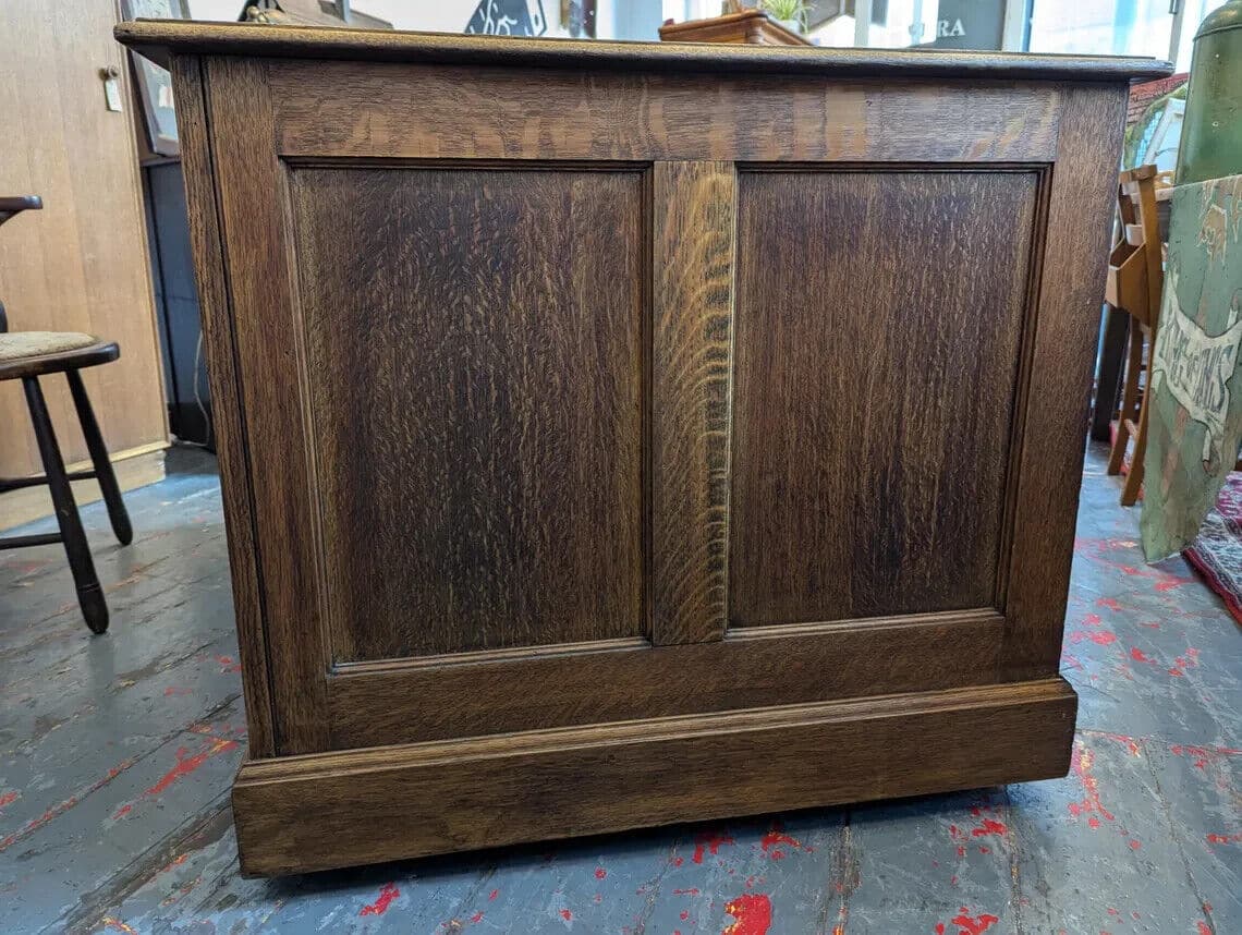 1940s Leather Topped Oak Partners Office Desk. Vintage/Antique