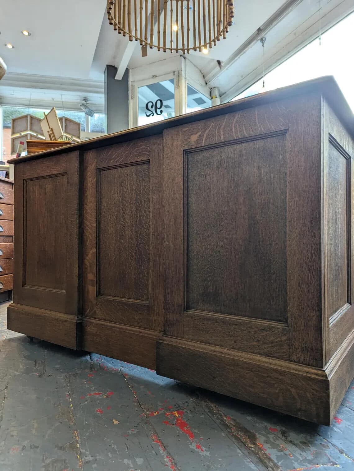 1940s Leather Topped Oak Partners Office Desk. Vintage/Antique