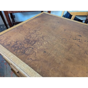 1940s Leather Topped Oak Partners Office Desk. Vintage/Antique
