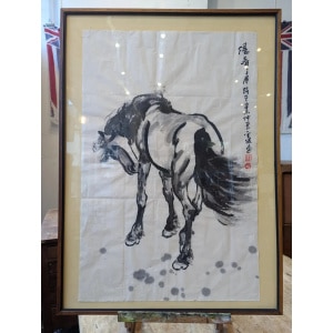 1948 Chinese Scroll Painting of Xu Beihongs 'Horse'. Vintage/Art/Decorative