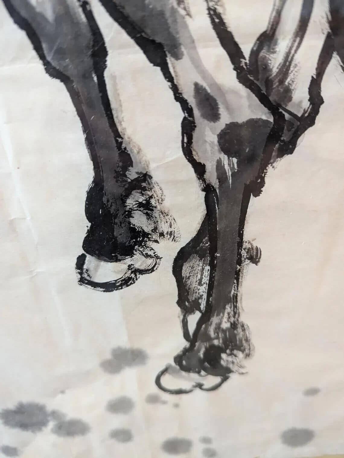 1948 Chinese Scroll Painting of Xu Beihongs 'Horse'. Vintage/Art/Decorative