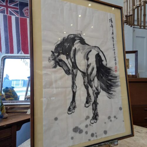 1948 Chinese Scroll Painting of Xu Beihongs 'Horse'. Vintage/Art/Decorative