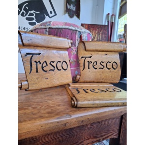 1950s Collection Of Hand Carved Sign Makers Samples In Oak. Vintage/Salvage/Art
