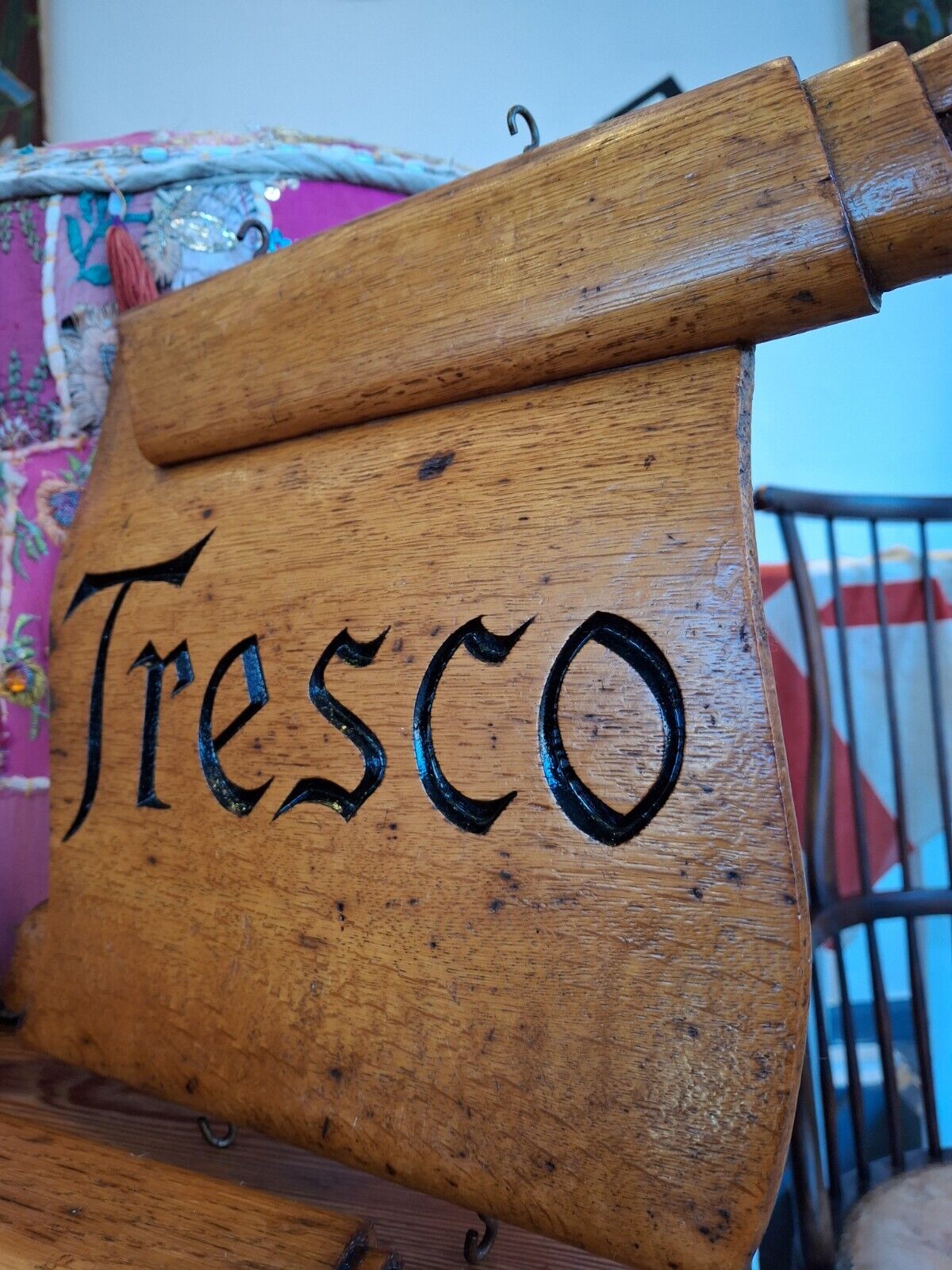 1950s Collection Of Hand Carved Sign Makers Samples In Oak. Vintage/Salvage/Art
