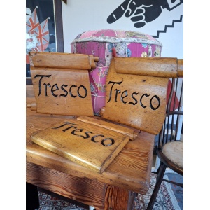 1950s Collection Of Hand Carved Sign Makers Samples In Oak. Vintage/Salvage/Art