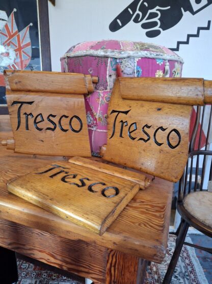 1950s Collection Of Hand Carved Sign Makers Samples In Oak. Vintage/Salvage/Art