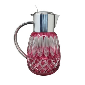 1960s Gorgeous Red Bohemian Cut Crystal Glass Pitcher. Made in Italy