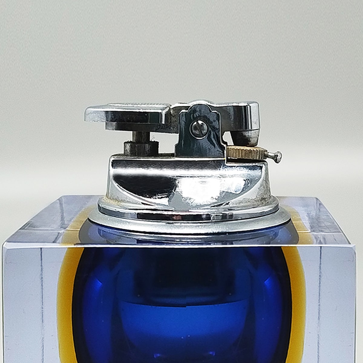 1960s Stunning Blue Table Lighter in Murano Sommerso Glass By Flavio Poli for Seguso