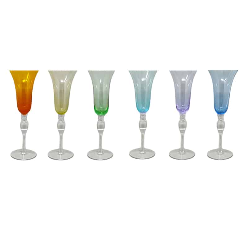 1960s Astonishing Set of Six Murano Glasses. Made in Italy