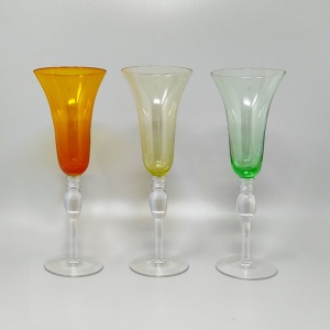 1960s Astonishing Set of Six Murano Glasses. Made in Italy