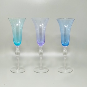 1960s Astonishing Set of Six Murano Glasses. Made in Italy