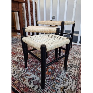 1970s Nest Of Three Ebonised Danish Tables/Stools. Vintage/Mid Century/Gio Ponti