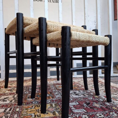 1970s Nest Of Three Ebonised Danish Tables/Stools. Vintage/Mid Century/Gio Ponti