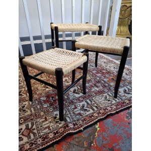 1970s Nest Of Three Ebonised Danish Tables/Stools. Vintage/Mid Century/Gio Ponti
