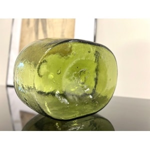 19th Century, Green Blown Glass Oval Demijohn