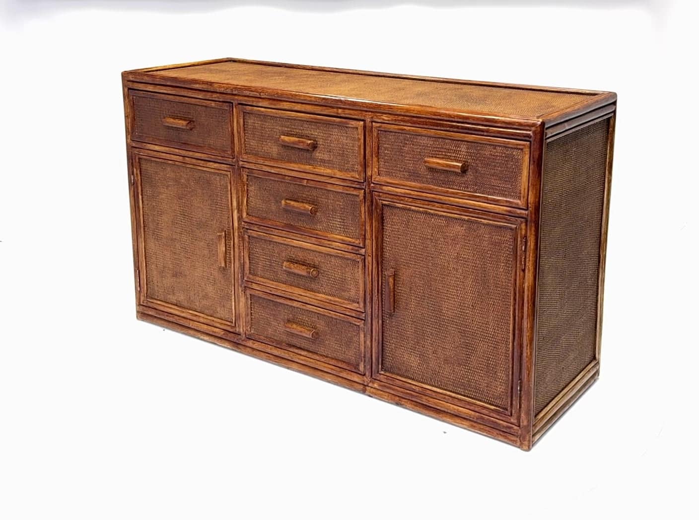 Vintage Rattan & Faux Bamboo Sideboard