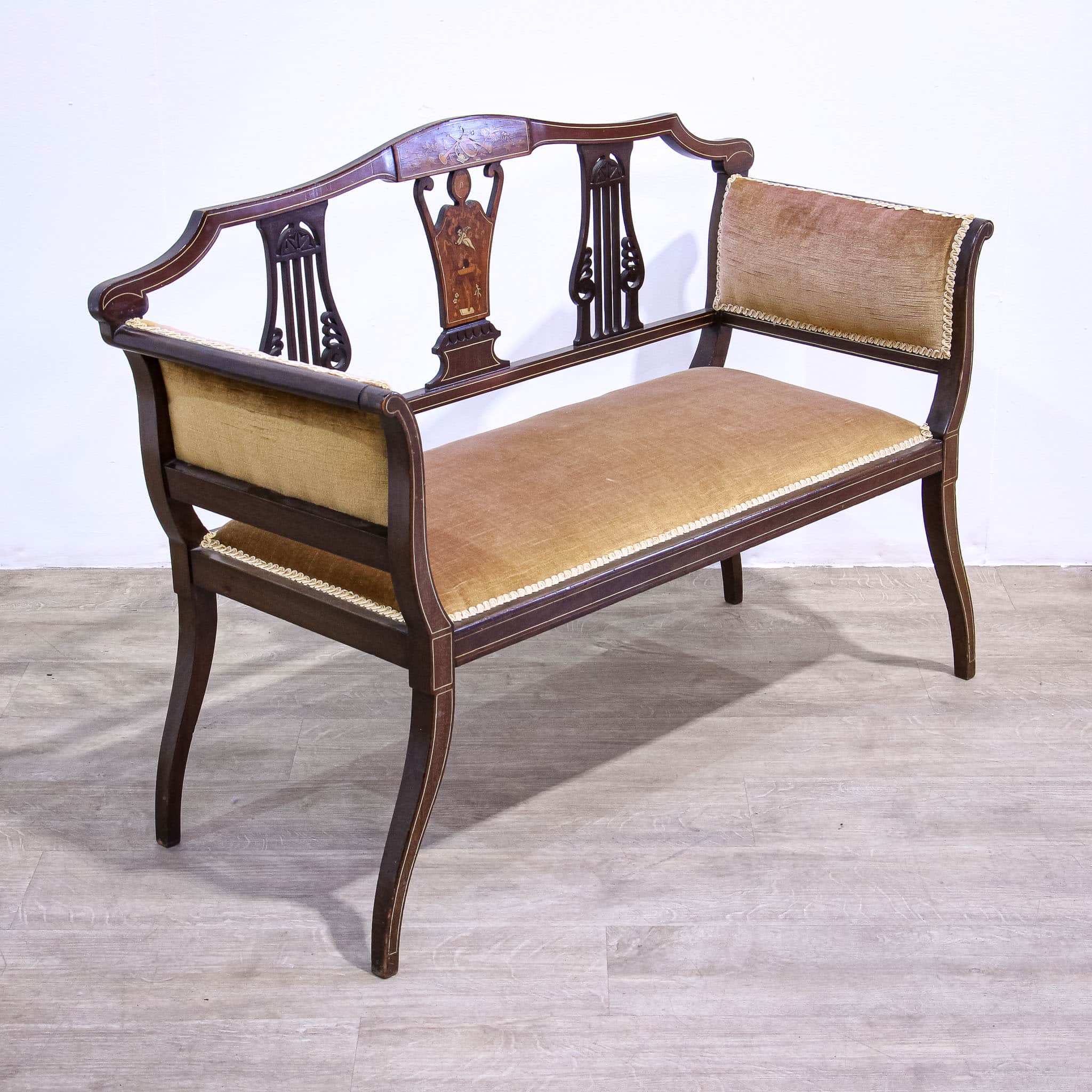 Edwardian Mahogany Salon Couch or Sofa
