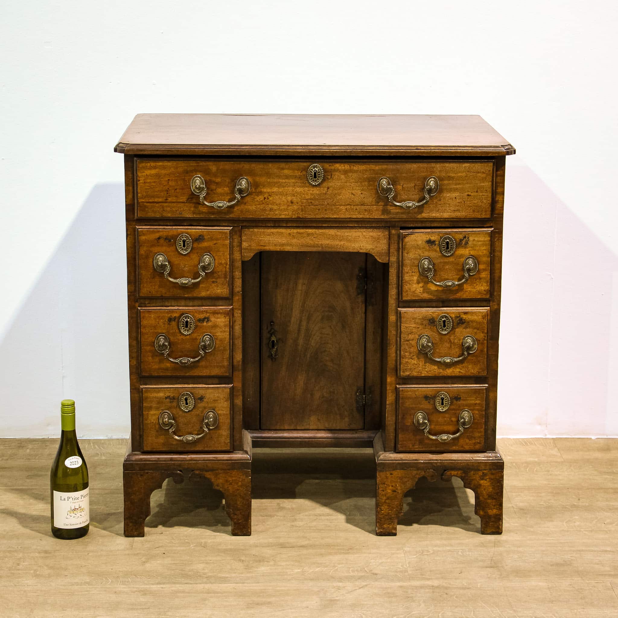 Compact Georgian Kneehole Desk with Drop Front Drawer