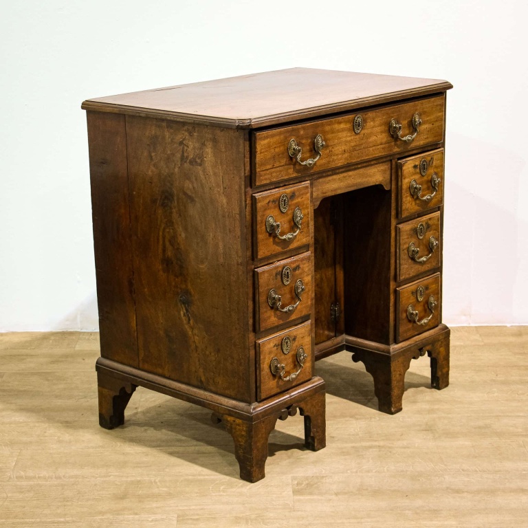 Compact Georgian Kneehole Desk with Drop Front Drawer