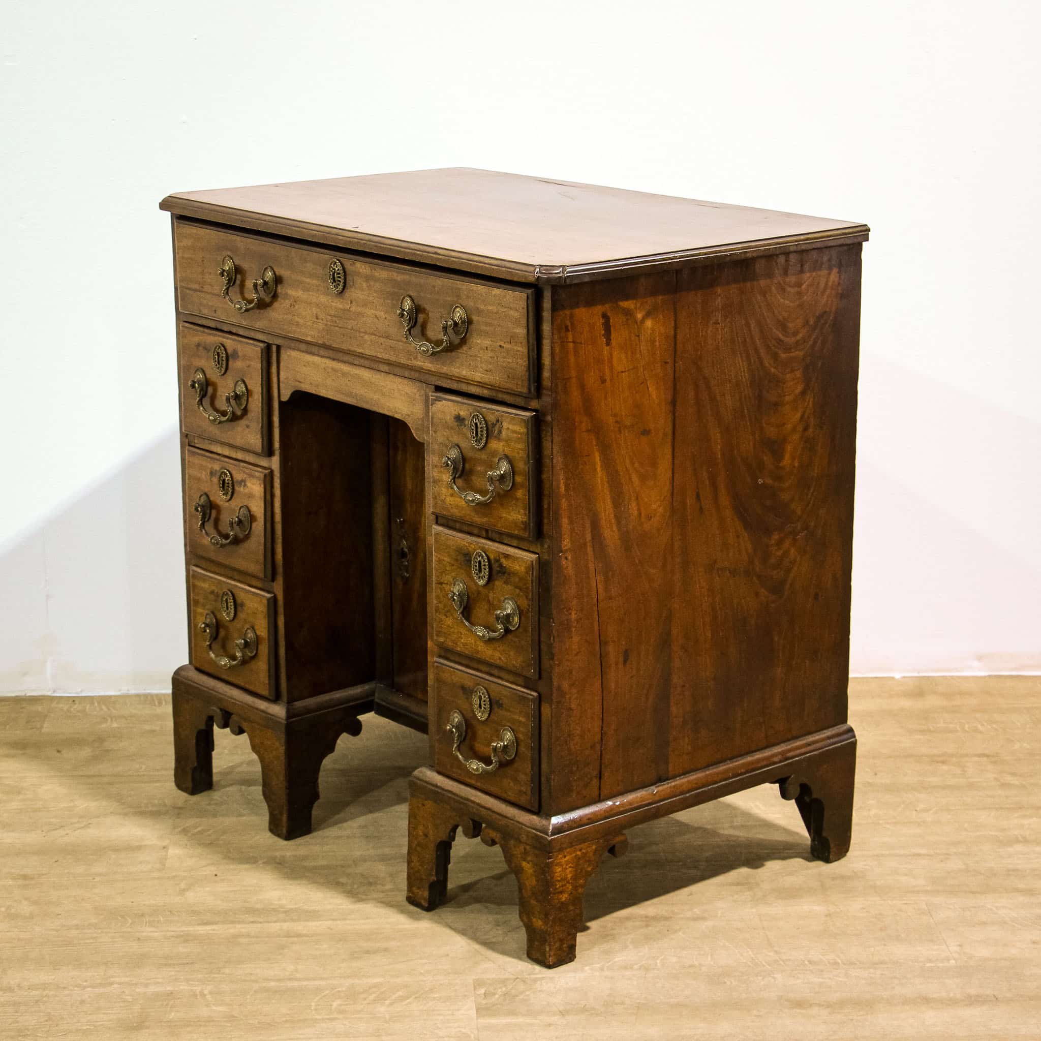 Compact Georgian Kneehole Desk with Drop Front Drawer