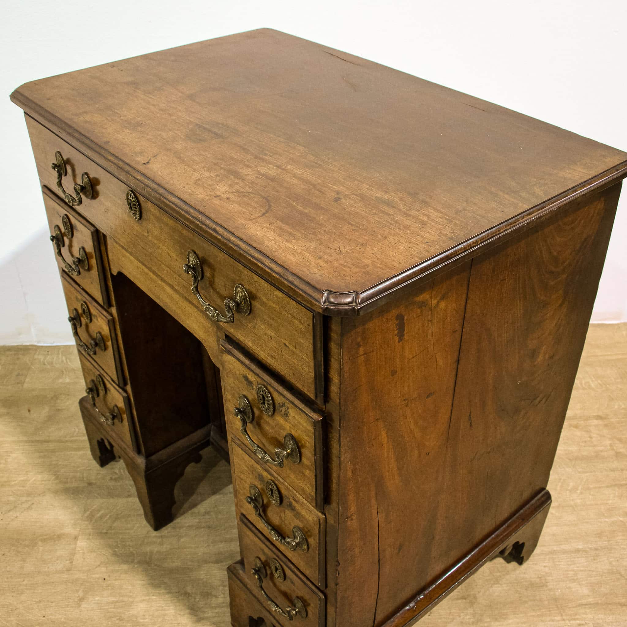 Compact Georgian Kneehole Desk with Drop Front Drawer