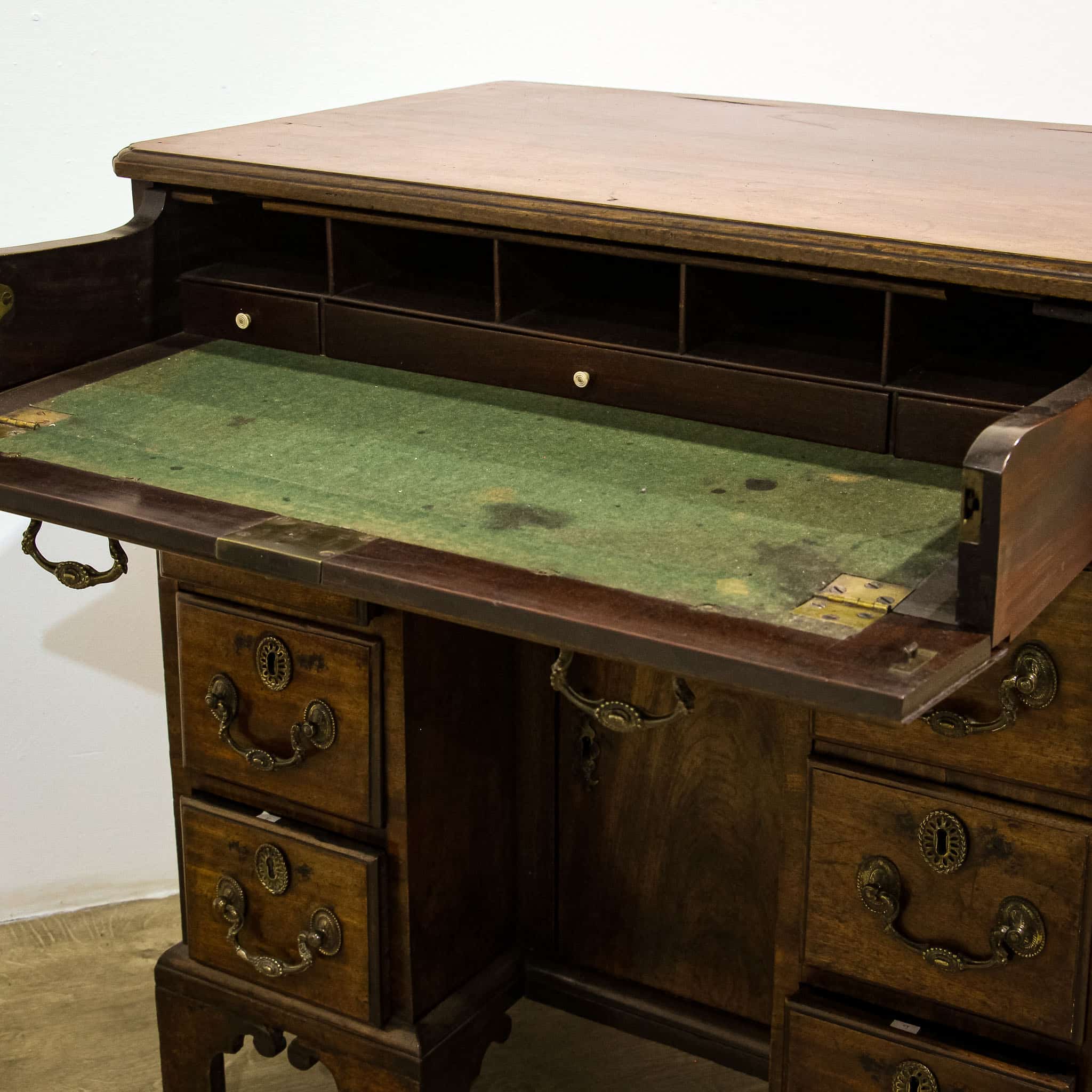 Compact Georgian Kneehole Desk with Drop Front Drawer