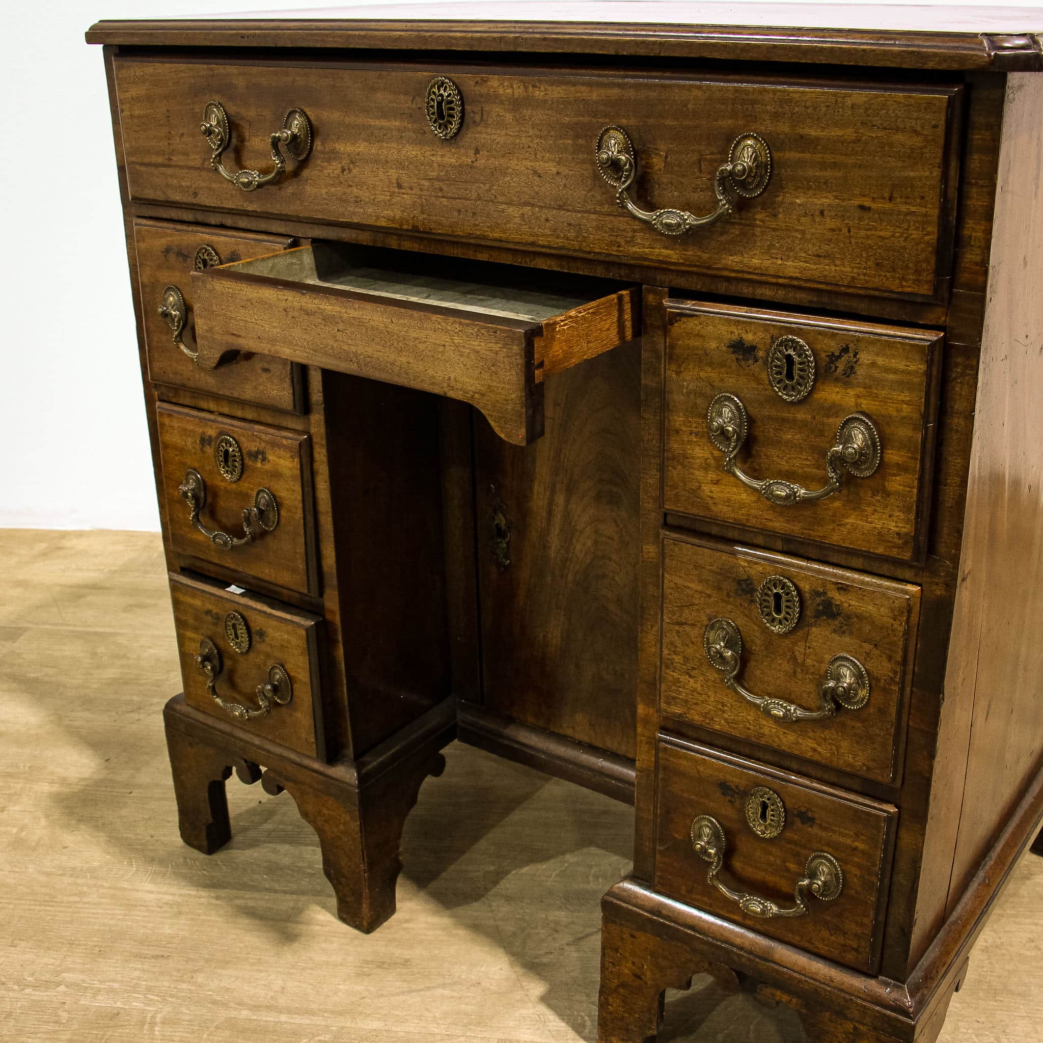 Compact Georgian Kneehole Desk with Drop Front Drawer