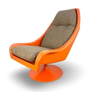 Mid Century Orange Swivel Chair By Easy Crest